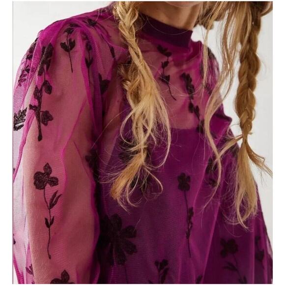 MSRP $158 Free People Fuchsia Pink Cecelia Floral Embroidered Mini Size XS-M - Picture 4 of 8